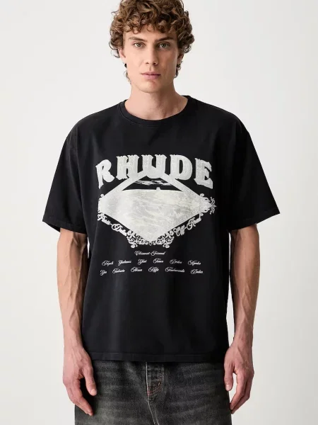 RHUDE tricou din pentru bărbați negru