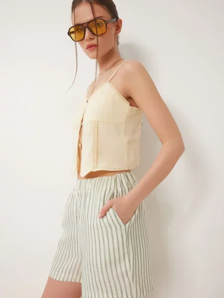 Happiness İstanbul Pantaloni crem verde