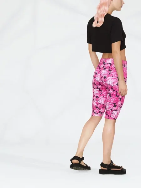 Pantaloni scurți de sport Msgm cu model floral cu imagine roz