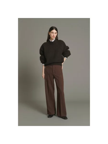 Sweter Soeur wełniany brązowy