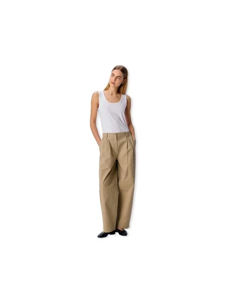 Pantaloni Object din țesătură twill bej