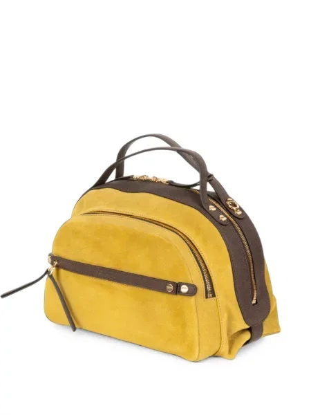 Geantă shopper Borbonese din piele de căprioară galben