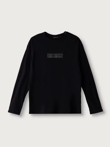 Napapijri tričko s dlouhým rukávem S-NEW BOX LOGO LS černé