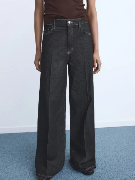 Широкі джинси MANGO темно-синій сині