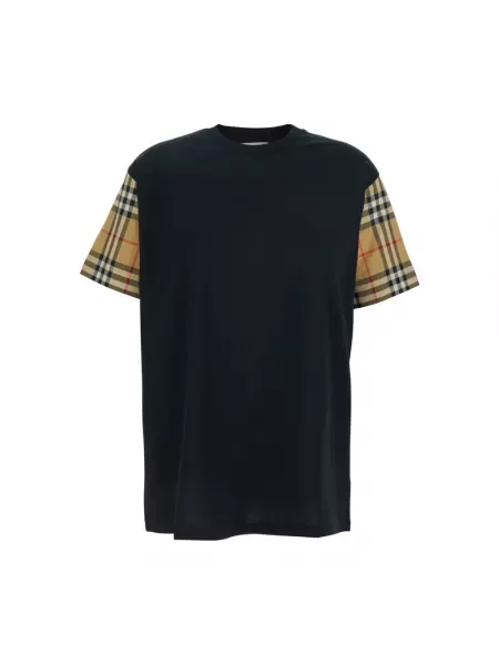 Koszulka Burberry casual w kratkę czarna