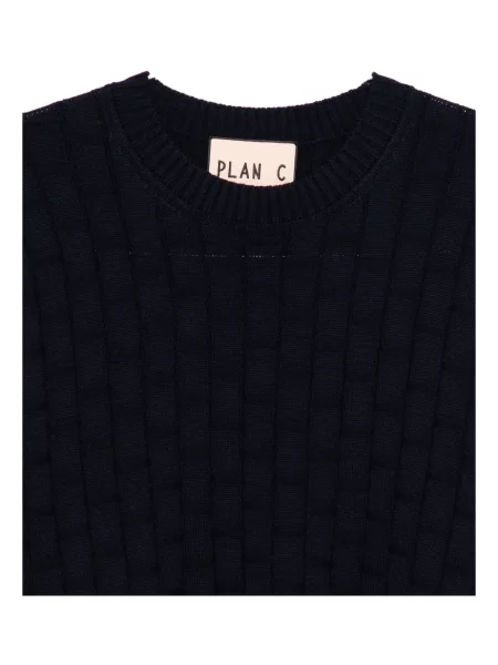 Pulover Plan C cu decolteu rotund albastru