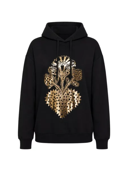 Hanorac cu glugă Cynthia Rowley cu motiv cu inimi negru