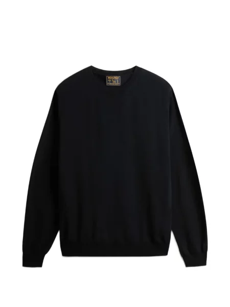 Pulover Woolrich de lână cu decolteu rotund negru