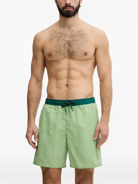 Slip de baie Armani Exchange cu dungi cu imagine cu cordon verde