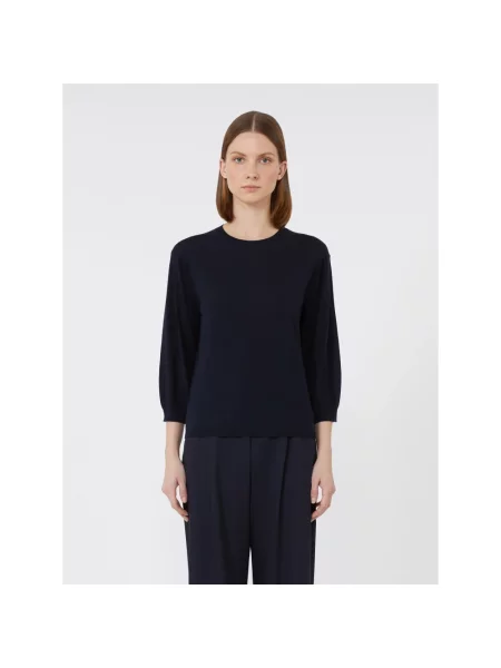 Lniany sweter Max Mara niebieski
