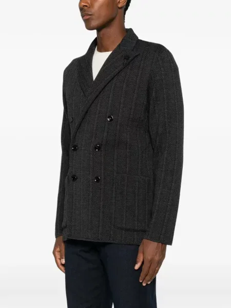 Geacă Lardini cu model herringbone cu două rânduri de nasturi gri