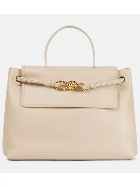 Geanta de piele Bottega Veneta din piele bej