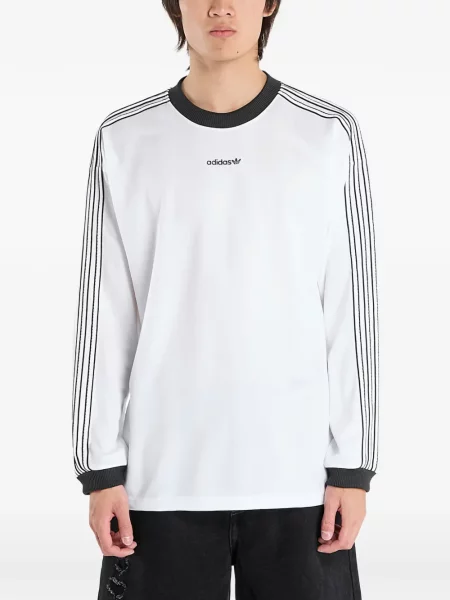 Tricou Adidas cu dungi cu broderie alergare gri