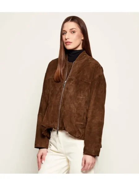 Marella SPORT Geacă bomber MLSORATA | piele întoarsă maro