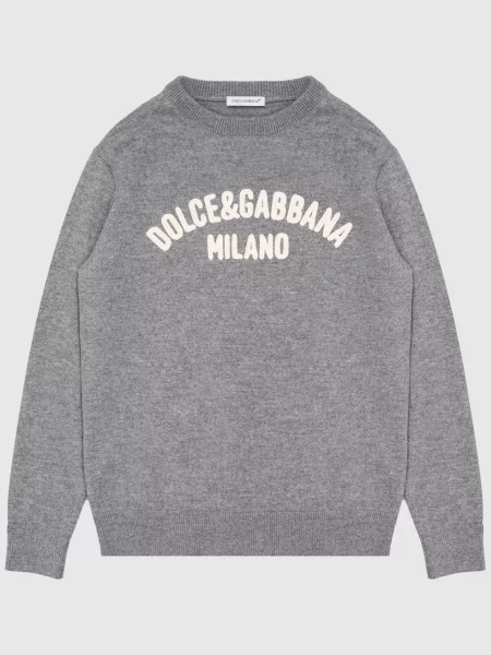 Дитячий джемпер з вовни та кашеміру Dolce&gabbana сірий