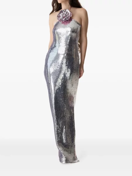 Rochie Rodarte cu paiete cu model floral de costum argintiu