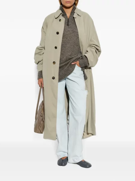 Pulover Maison Margiela cu guler de stand-up gri