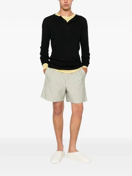 Pantaloni scurți Issey Miyake cu dungi verde