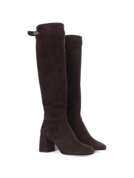 Botine Poeve din piele de căprioară cu cataramă maro