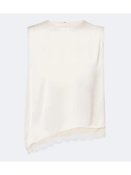 Top Vince din satin alb