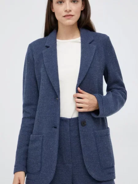 Emporio Armani sacou din lana marin un singur rand de melanj albastru