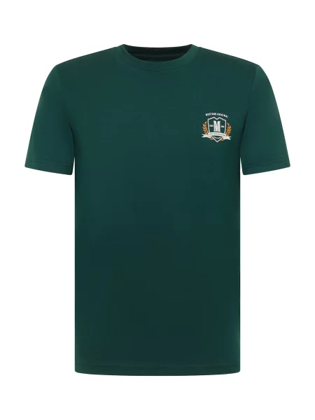MUSTANG Tricou Austin galben șofran / verde închis alb