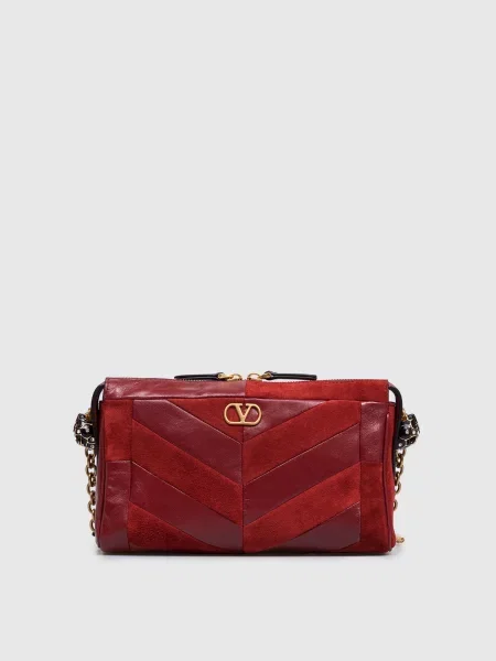 Шкіряна сумка Panthea з кристалами Swarovski Valentino червона