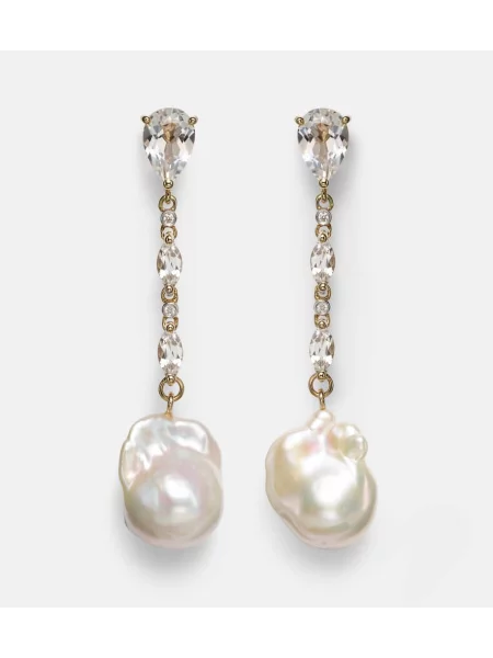 Uhani Mateo z perlami bela