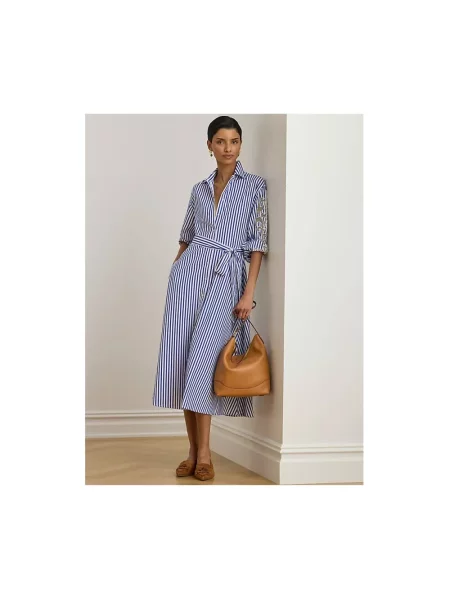 Torebka skórzana z ozdobnym szwem Lauren Ralph Lauren brązowa