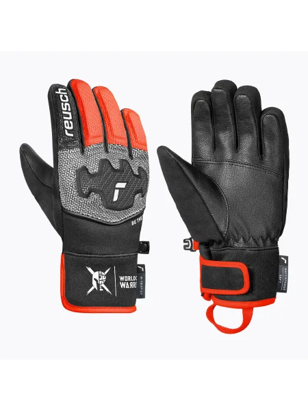 Mănuși de schi pentru copii Reusch Worldcup Warrior Prime R-Tex XT black/silver/fluo red negru