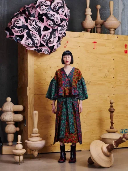 Bluză Henrik Vibskov cu model floral verde