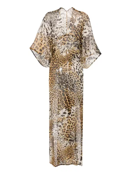 Šilkinis raštuotas suknele Roberto Cavalli leopardinis