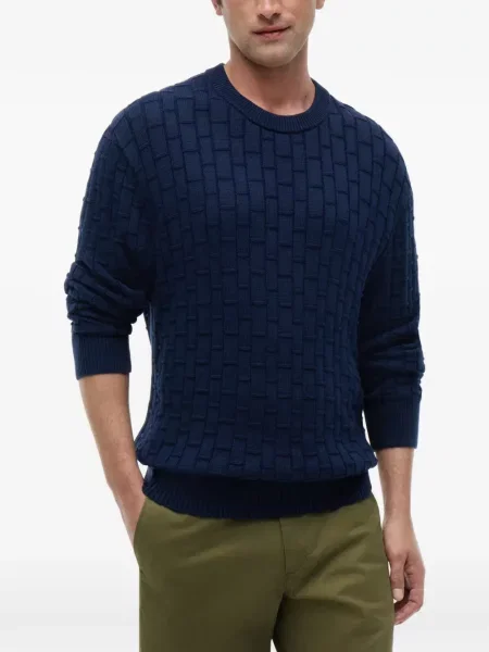 Пуловер Tommy Hilfiger с кръгло деколте синьо