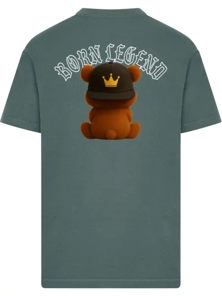 Mister Tee Majica Brooklyn Born Legend rjava / smaragd / črna bela