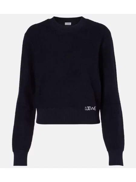 Pulover Loewe cu broderie de lână albastru