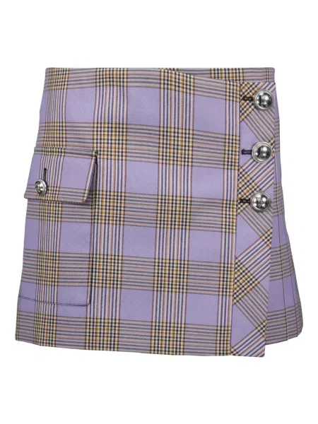 Spódnica plisowana Rabanne w kratkę fioletowa
