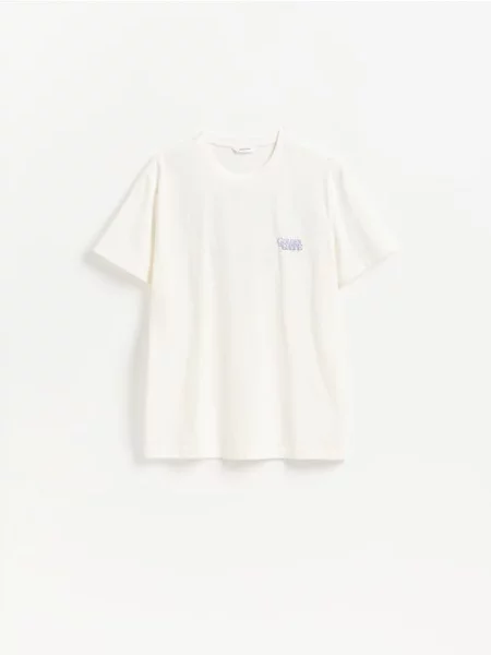 Reserved Tricou regular cu imprimeu crem