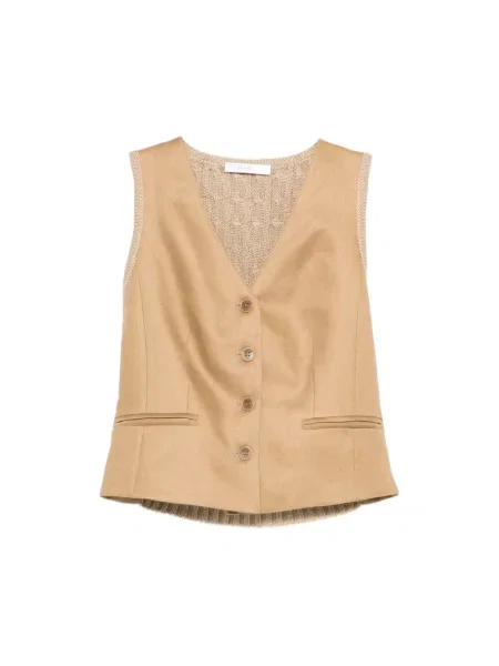Dzianinowa kamizelka Max Mara brązowa