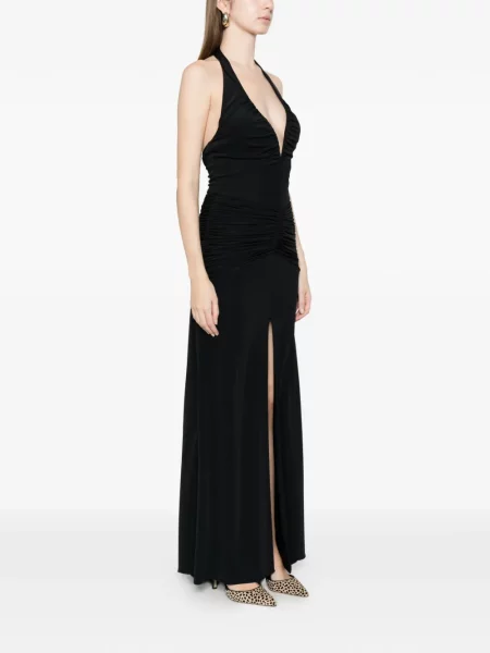 Rochie maxi Babylon cu decolteu în V cu volane negru