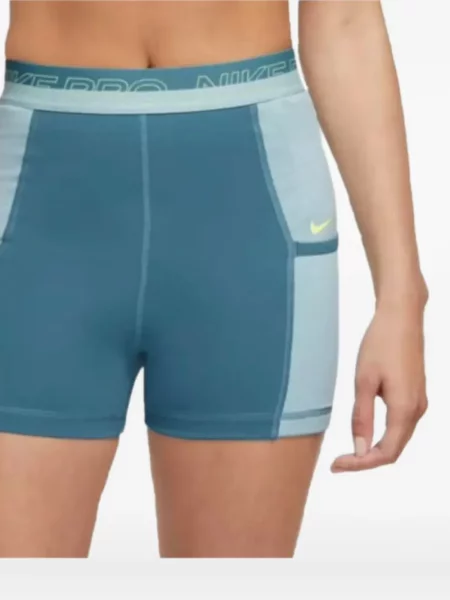 Pantaloni scurți Nike alergare cu talie înaltă în carouri albastru