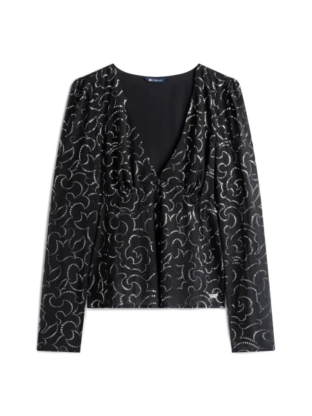 Tommy Jeans bluză cu imprimeu negru