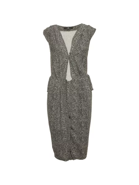 Rochie mini Elisabetta Franchi cu model herringbone din crep negru