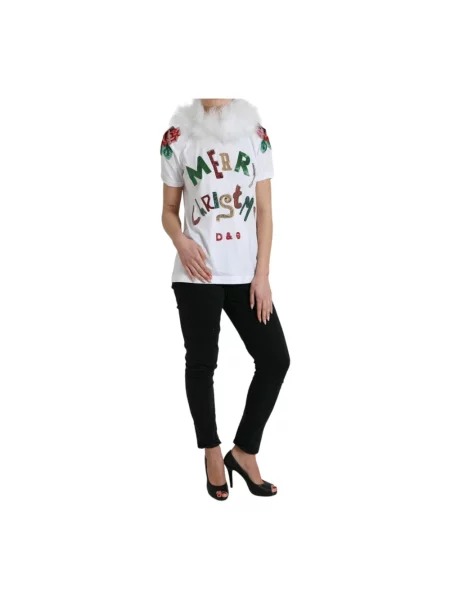 Koszulka Dolce And Gabbana z cekinami biała