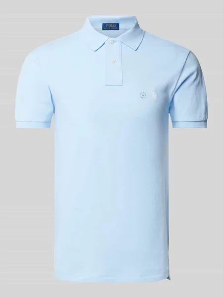 Koszulka polo o kroju slim fit z czystej bawełny Polo Ralph Lauren niebieska