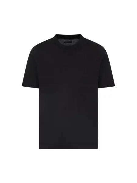Koszulka Emporio Armani z krótkim rękawem żakardowa z logo czarna