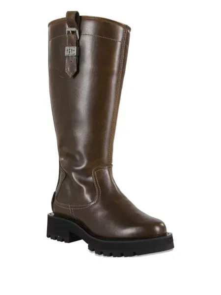 Botine Ganni din piele cu cataramă maro