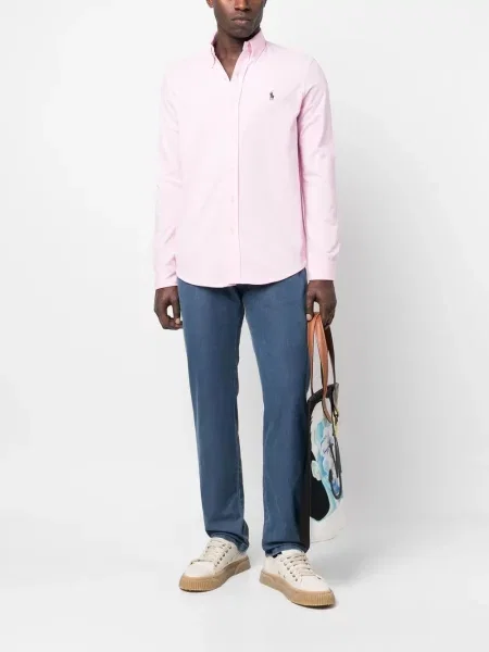 Dugo košulja Polo Ralph Lauren s vezom karirana ružičasta