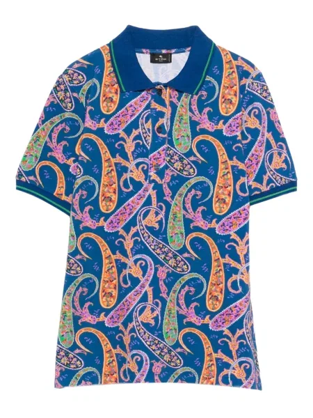 Polo Etro cu model paisley albastru