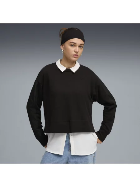 PUMA luźna bluza z okrągłym dekoltem HER Odzież S czarny