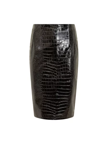 Spódnica skórzana Versace do kolan czarna